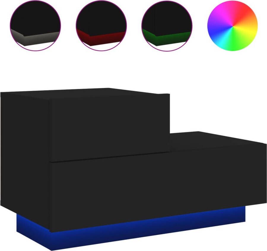 VidaXL -Nachtkastje-met-LED-verlichting-70x36x40 5-cm-zwart - Foto 2