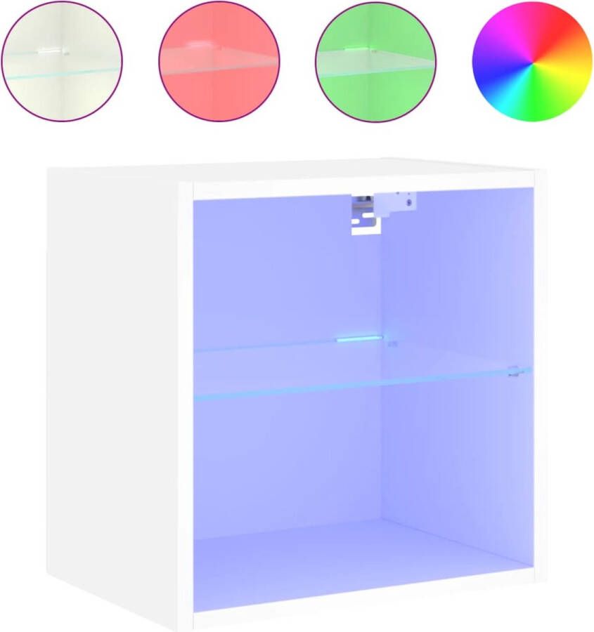 VidaXL Nachtkastje met LED&apos;s wandgemonteerd wit - Foto 4