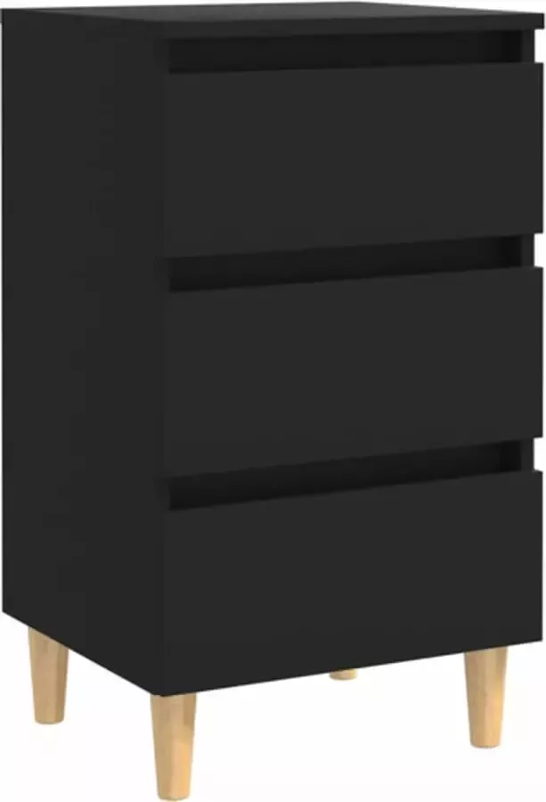 VidaXL -Nachtkastje-met-massief-houten-poten-40x35x69-cm-zwart - Foto 4