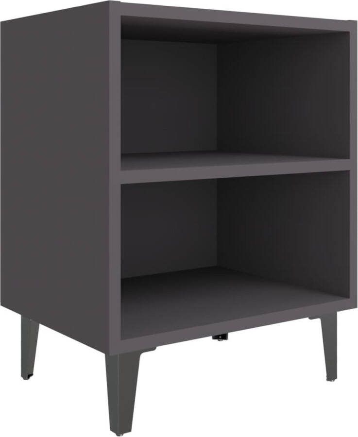 VidaXL -Nachtkastje-met-metalen-poten-40x30x50-cm-grijs - Foto 1