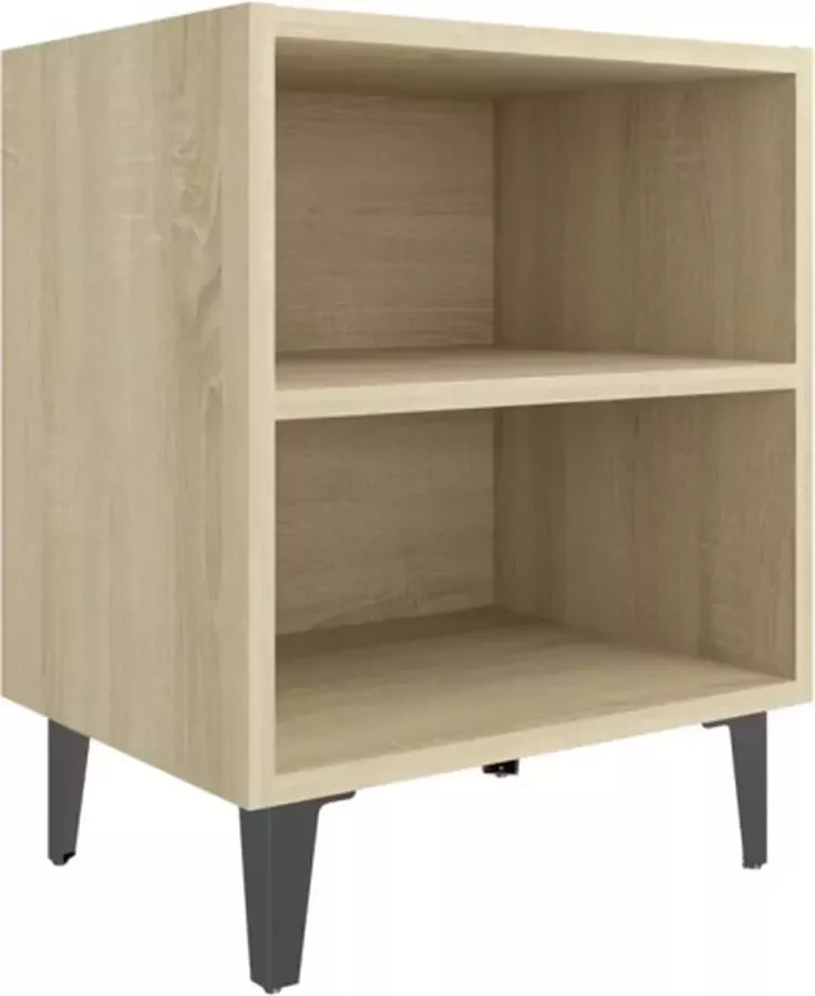VidaXL -Nachtkastje-met-metalen-poten-40x30x50-cm-sonoma-eikenkleurig - Foto 3