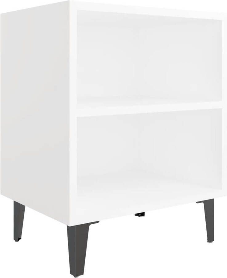 VidaXL Nachtkastje 40x30x50 cm Wit & Metaal Nachtkastje Industrieel Houten Nachtkastje Metalen Poten Witte Nachtkastje Slaapkamermeubilair