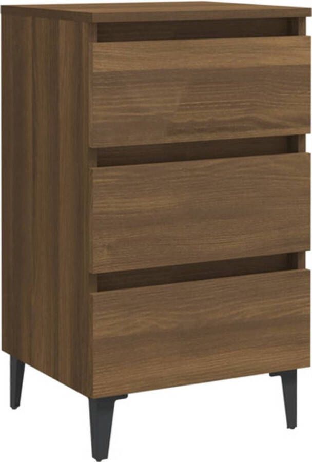 VidaXL -Nachtkastje-met-metalen-poten-40x35x69-cm-bruineikenkleurig - Foto 3