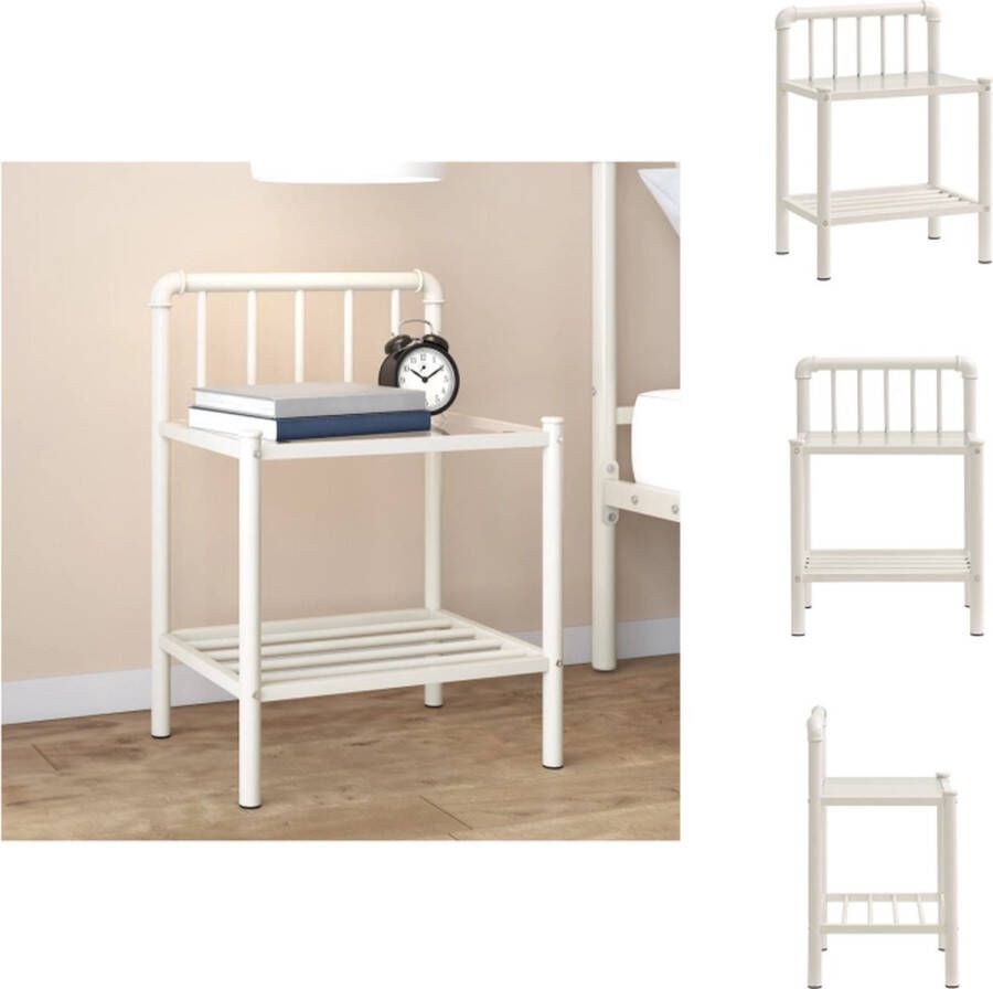 VidaXL Nachtkastje Nachtkastjes Telefoonkast Telefoonkasten Nachtkastje 45x34 5x62 5 cm metaal en glas wit en transparant - Foto 2