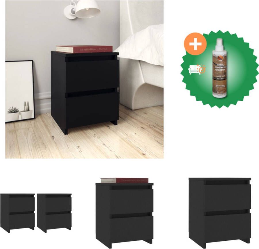 VidaXL Nachtkastje Meubel 30x30x40 cm Zwart Hoogwaardig bewerkt hout Kast Inclusief Houtreiniger en verfrisser