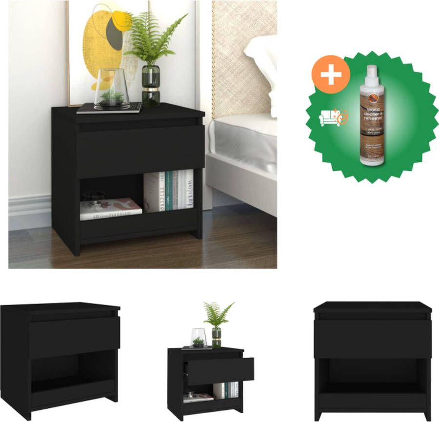 VidaXL Nachtkastje 40x30x39 cm spaanplaat zwart Kast Inclusief Houtreiniger en verfrisser