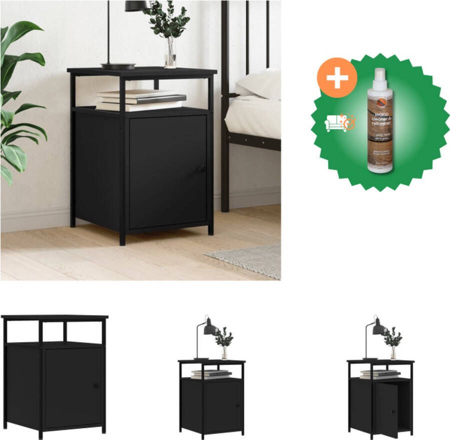VidaXL Nachtkastje 40x42x60 cm bewerkt hout zwart Kast Inclusief Houtreiniger en verfrisser