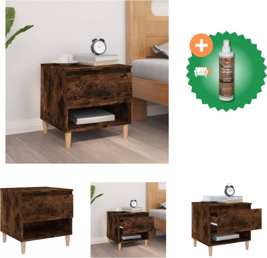 VidaXL Nachtkastje 50x46x50 cm bewerkt hout gerookt eikenkleurig Kast Inclusief Houtreiniger en verfrisser