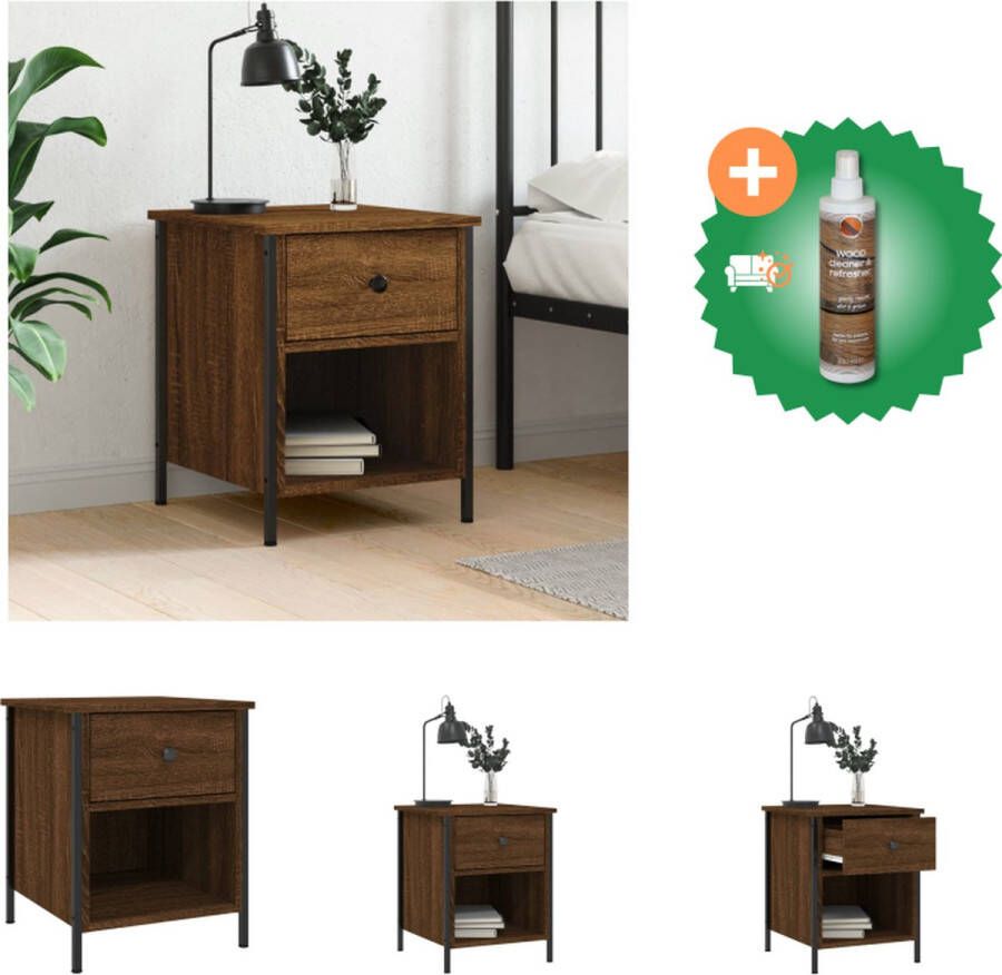 VidaXL Nachtkastje 40x42x50 cm bewerkt hout bruineikenkleurig Kast Inclusief Houtreiniger en verfrisser