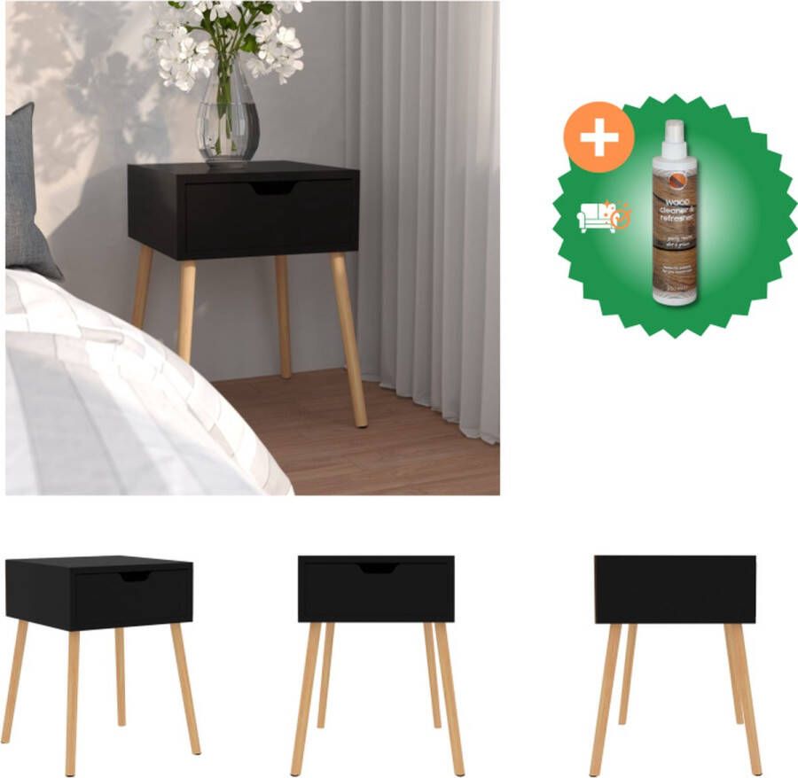 VidaXL Nachtkastje Meubelen Spaanplaat 40x40x56 cm Zwart Kast Inclusief Houtreiniger en verfrisser
