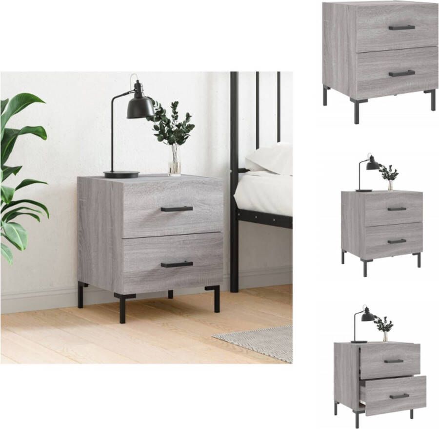 VidaXL Nachtkastje Nachtkastjes Bijzettafel Wandkastje Nachtkastje 40x35x47-5 cm bewerkt hout grijs sonoma eikenkleur - Foto 4