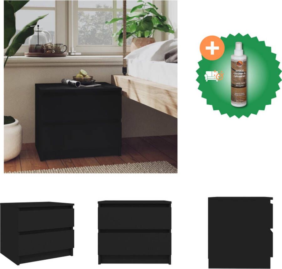VidaXL Nachtkastje 50x39x43-5 cm spaanplaat zwart Kast Inclusief Houtreiniger en verfrisser