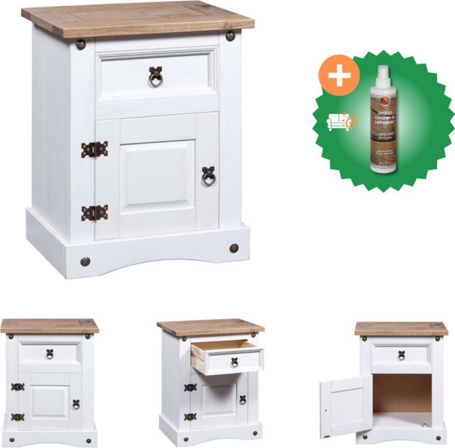 VidaXL Nachtkastje Mexicaanse Corona Hout 53 x 39 x 67 cm Massief grenen Kast Inclusief Houtreiniger en verfrisser