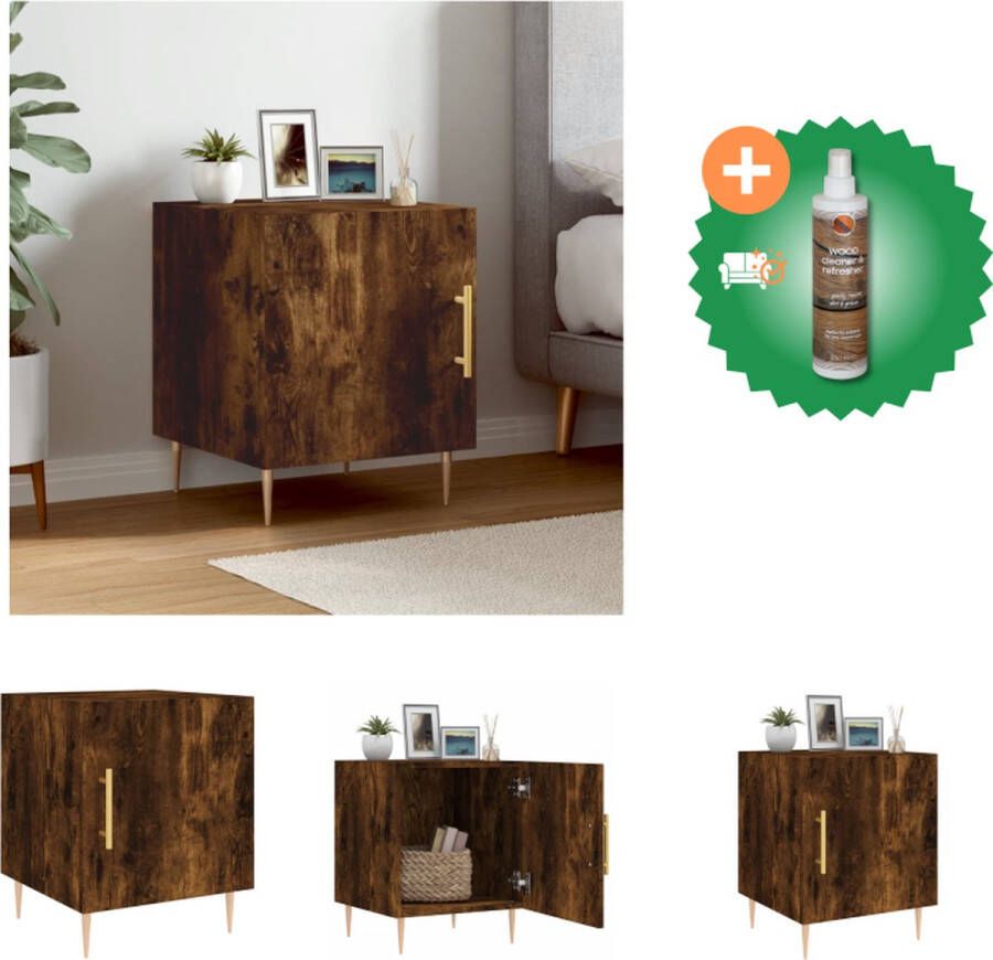 VidaXL Nachtkastje Modern Charme Bijzetkast 40x40x50 cm Gerookt eiken Kast Inclusief Houtreiniger en verfrisser