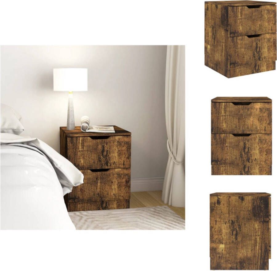 VidaXL Nachtkastje Nachtkastjes Nachttafel Nachttafels Nachtkastje 40x40x50 cm bewerkt hout gerookt eikenkleurig