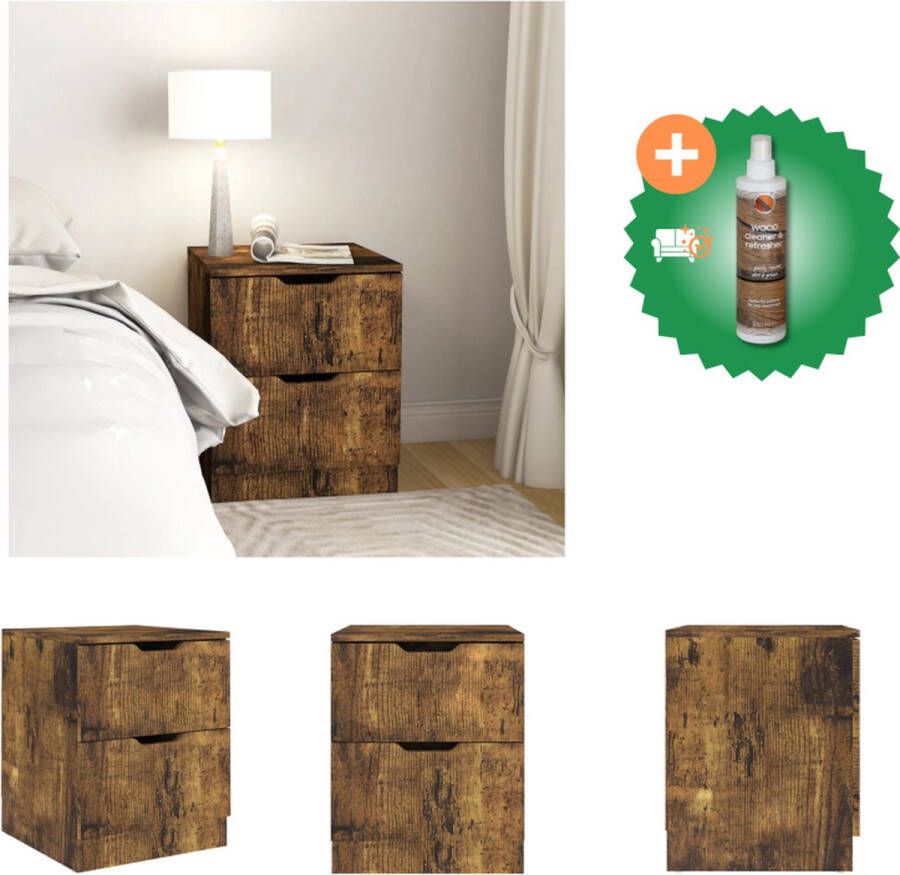 VidaXL Nachtkastje Modern Gerookt Eiken 40x40x50 cm Spaanplaat en MDF Kast Inclusief Houtreiniger en verfrisser