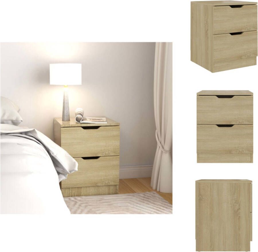 VidaXL Nachtkastje Nachtkastjes Nachttafel Nachttafels Nachtkastje 40x40x50 cm bewerkt hout sonoma eikenkleurig - Foto 2