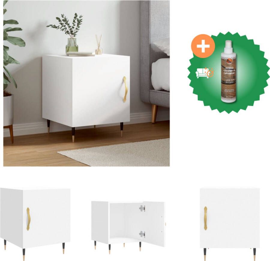 VidaXL Nachtkastje Modern Wit 40 x 40 x 50 cm Duurzaam bewerkt hout en ijzer Kast Inclusief Houtreiniger en verfrisser