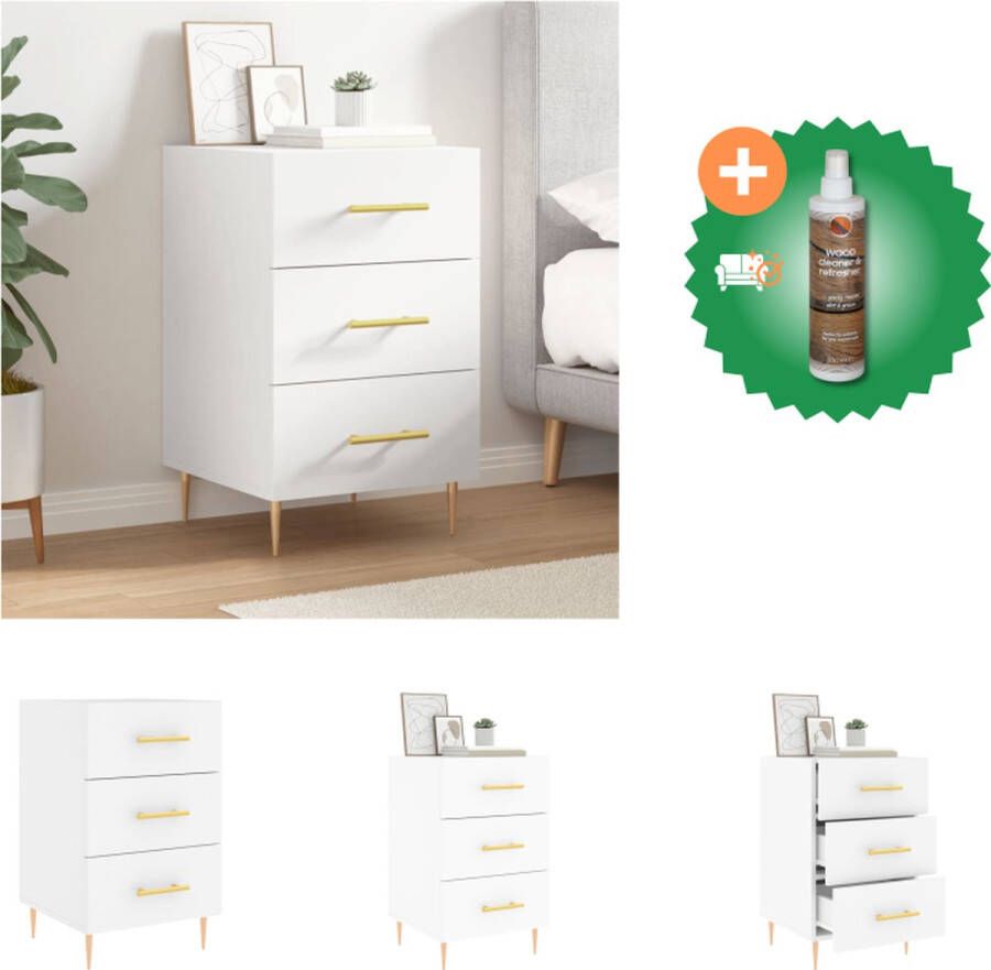 VidaXL Nachtkastje Modern Wit 40 x 40 x 66 cm Opbergruimte Displayfunctie Kast Inclusief Houtreiniger en verfrisser