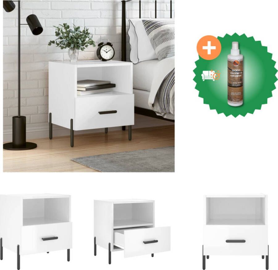 VidaXL Nachtkastje Moderne Charme Bijzetkast Afmeting- 40x35x47.5cm Ken- Duurzaam Materiaal Kast Inclusief Houtreiniger en verfrisser