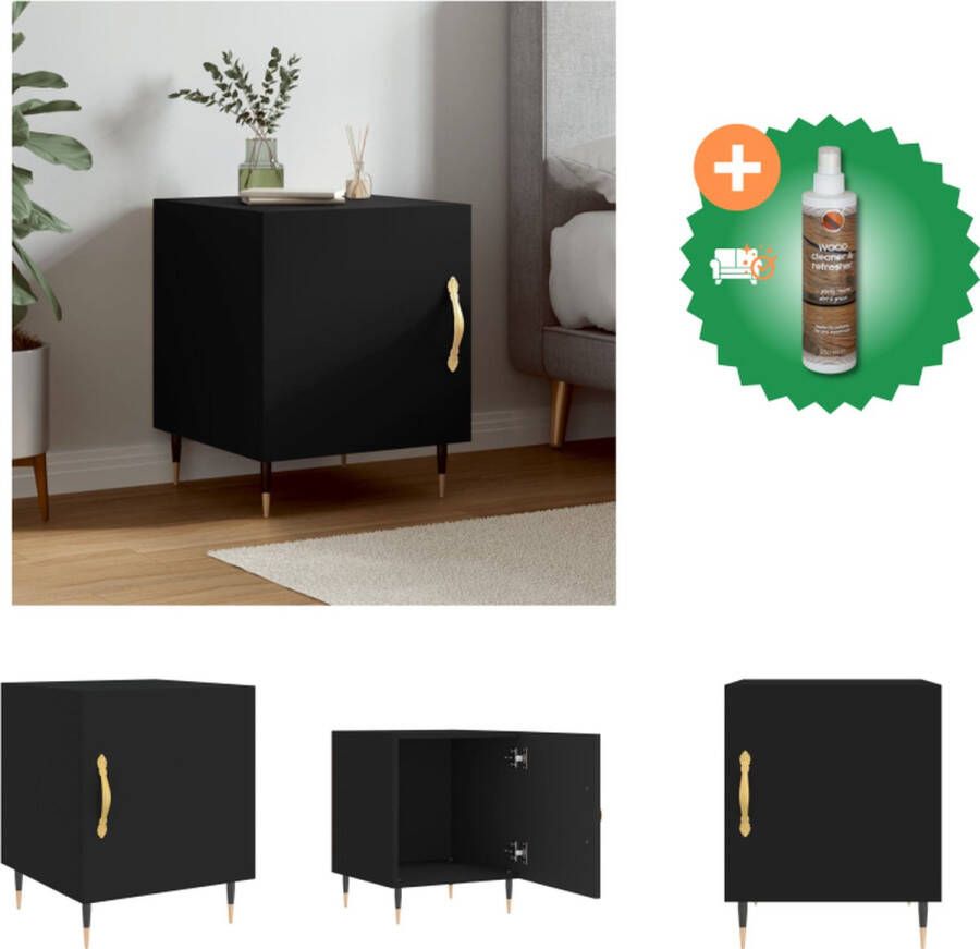 VidaXL Nachtkastje Moderne Charme Meubelen 40 x 40 x 50 cm Zwart Kast Inclusief Houtreiniger en verfrisser