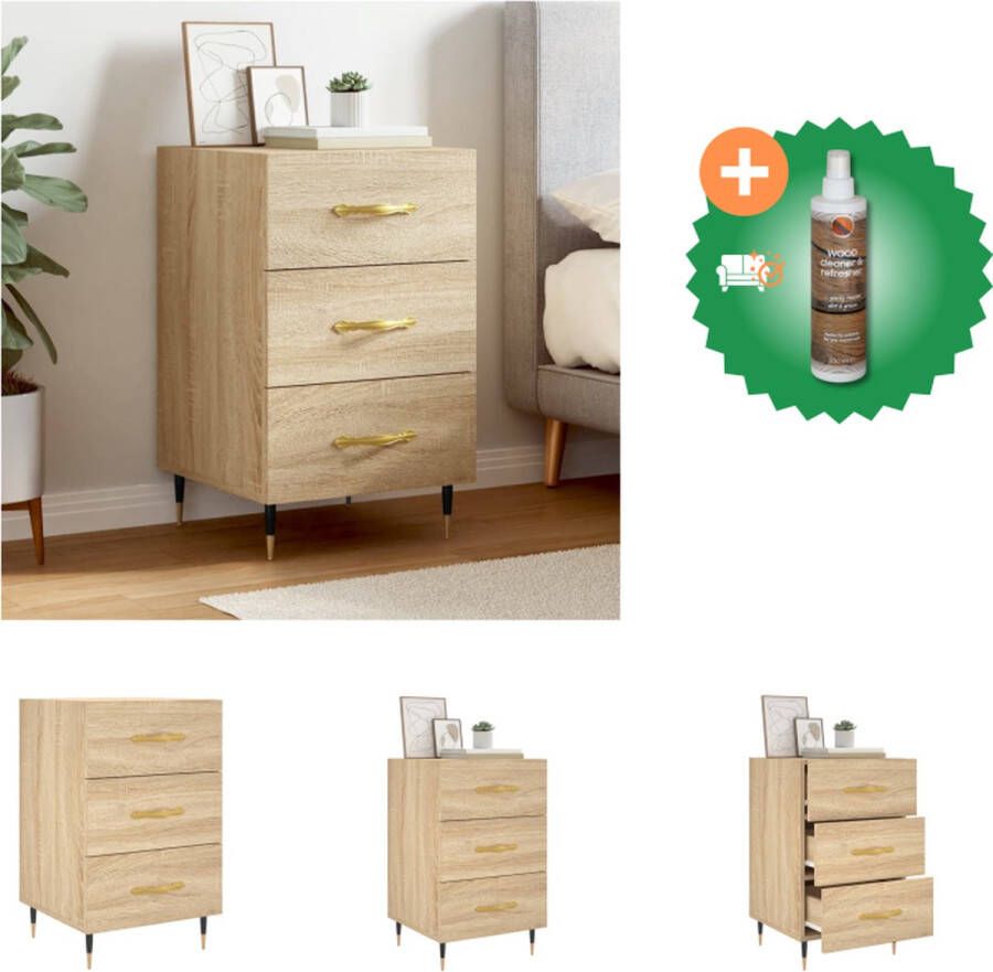 VidaXL Nachtkastje Moderne Charme Meubelen 40 x 40 x 66 cm Sonoma Eiken Kast Inclusief Houtreiniger en verfrisser