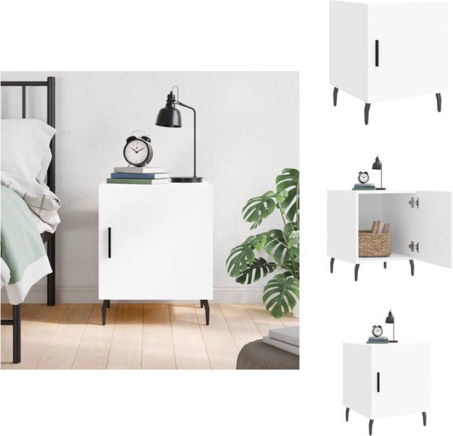 VidaXL Nachtkastje Moderne Charme Meubelen 40 x 40 x 50 cm Ken- Duurzaam Bewerkt Hout en Metaal+Functies Kast