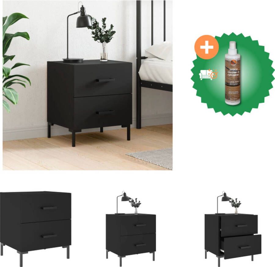 VidaXL Nachtkastje Moderne Charme Nachttafel 40x35x47.5 cm Zwart Kast Inclusief Houtreiniger en verfrisser