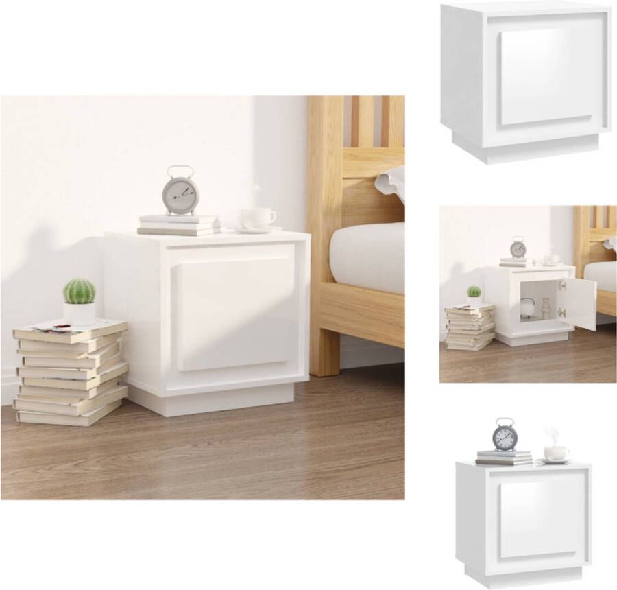 VidaXL Nachtkastje Nachtkastjes Kastje Nachttafel Nachtkastje 44x35x45 cm bewerkt hout hoogglans wit