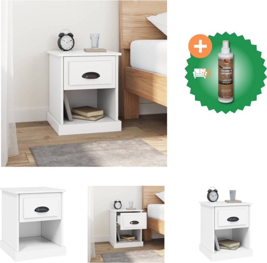 VidaXL Nachtkastje Trendy Wit 39 x 39 x 47.5 cm (B x D x H) Duurzaam hout 2 lades Kast Inclusief Houtreiniger en verfrisser - Foto 2