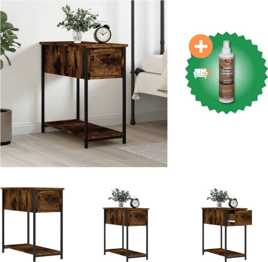 VidaXL Nachtkastje naam Nachtkastje 30 x 60 x 60 cm Gerookt Eiken Kast Inclusief Houtreiniger en verfrisser - Foto 2
