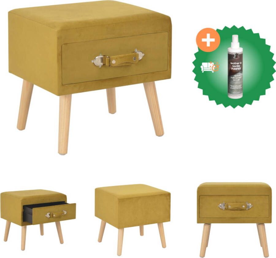 VidaXL Nachtkastje naam Nachtkastje 40 x 35 x 40 cm Mosterd Kast Inclusief Reiniger