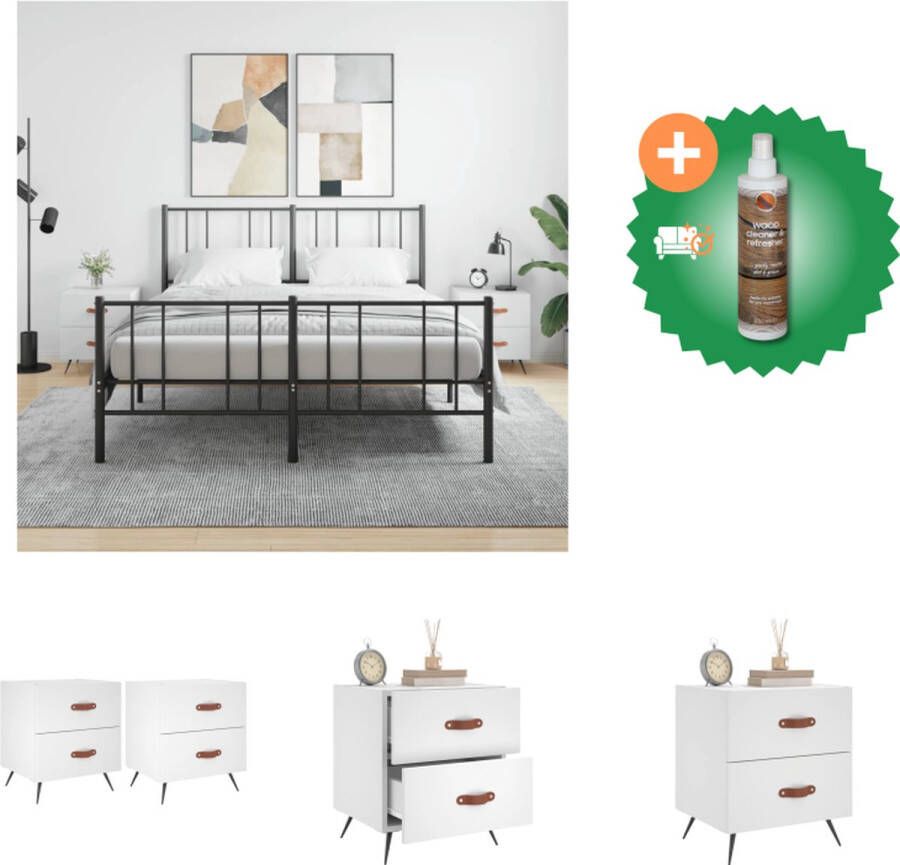 VidaXL Nachtkastjes Modern Charme Meubilair Afmetingen- 40 x 35 x 47.5 cm Ken- Duurzaam materiaal veel opbergruimte displayfunctie Kleur- Wit Kast Inclusief Houtreiniger en verfrisser