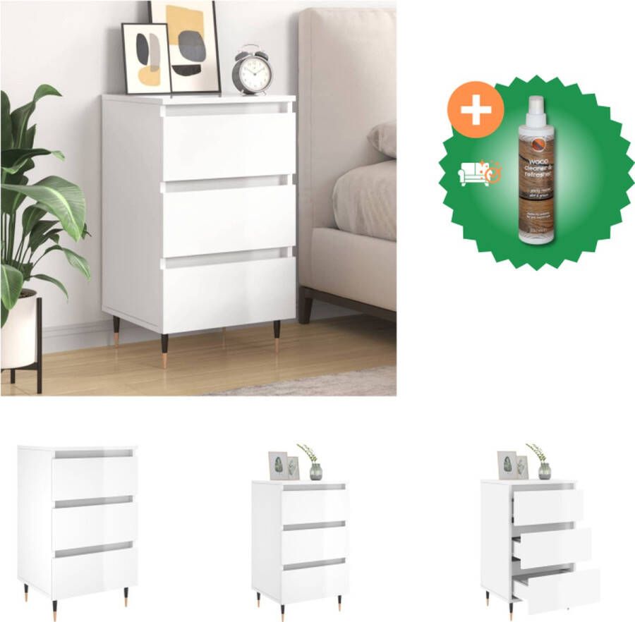 VidaXL Nachtkastje Naam van de Nachtkastje 40 x 35 x 69 cm Hoogglans wit Kast Inclusief Houtreiniger en verfrisser