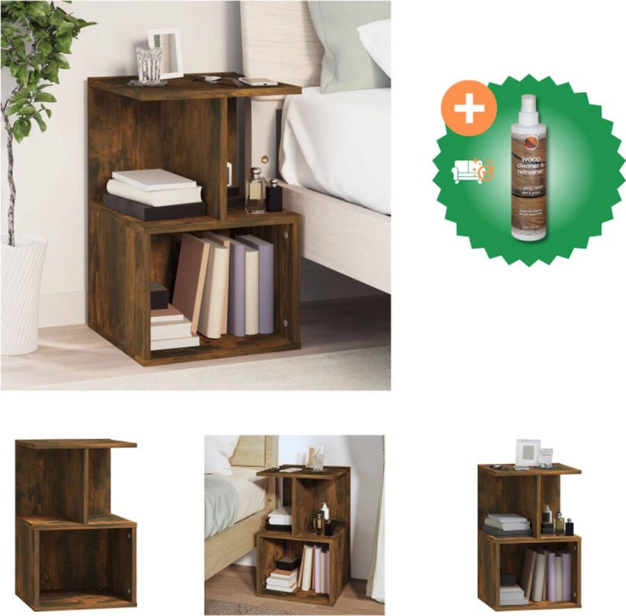 VidaXL Nachtkastje 35x35x55 cm bewerkt hout gerookt eikenkleurig Kast Inclusief Houtreiniger en verfrisser