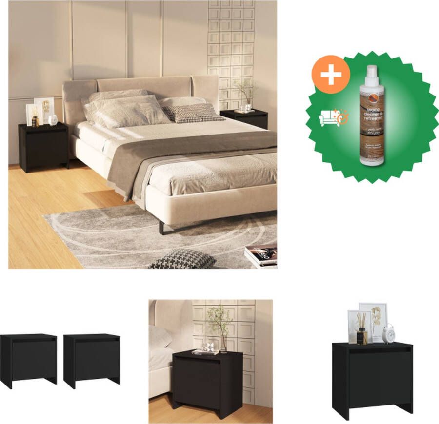 VidaXL Nachtkastje Niet gespecificeerd Nachtkastjes 45 x 34 x 44.5 cm Zwart Kast Inclusief Houtreiniger en verfrisser