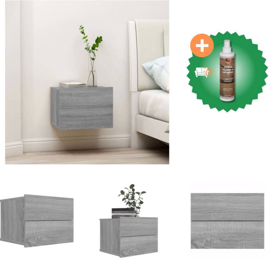 VidaXL Nachtkastje 40x30x30 cm bewerkt hout grijs sonoma eikenkleurig Kast Inclusief Houtreiniger en verfrisser