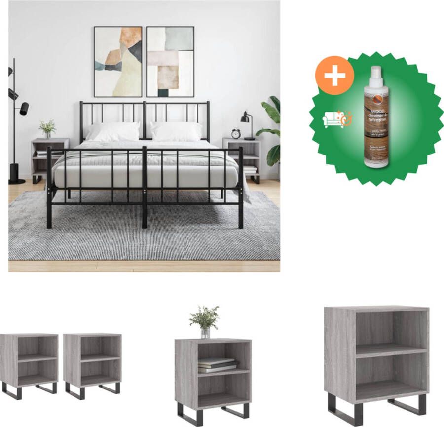 VidaXL Nachtkastje Bedkasten Grijs Sonoma Eiken 40 x 30 x 50 cm Duurzaam Materiaal Kast Inclusief Houtreiniger en verfrisser - Foto 2