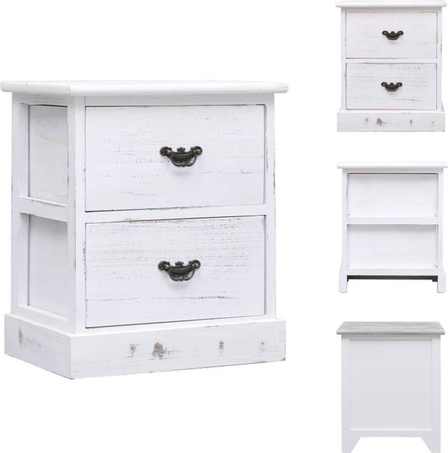 VidaXL Nachtkastje Nachtkastjes Nachtkast Nachtkasten Nachtkastje 38x28x45 cm paulowniahout wit