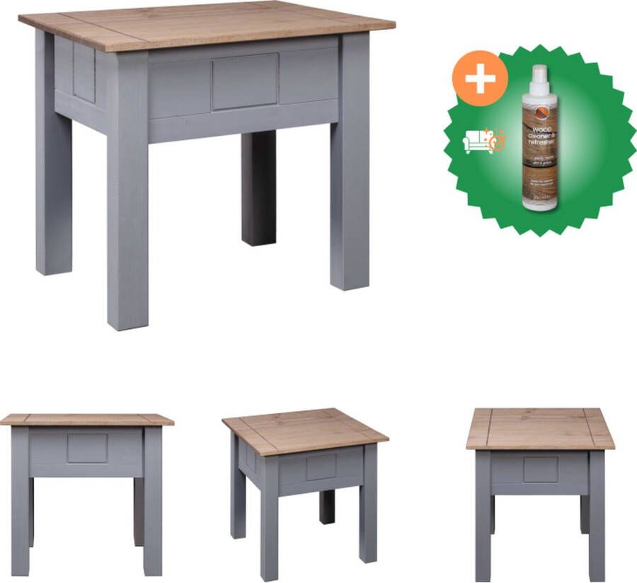 VidaXL Nachtkastje Romeinse Meubel 50.5 x 50.5 x 52.6 cm Grijs en natuurlijke houtkleur Kast Inclusief Houtreiniger en verfrisser