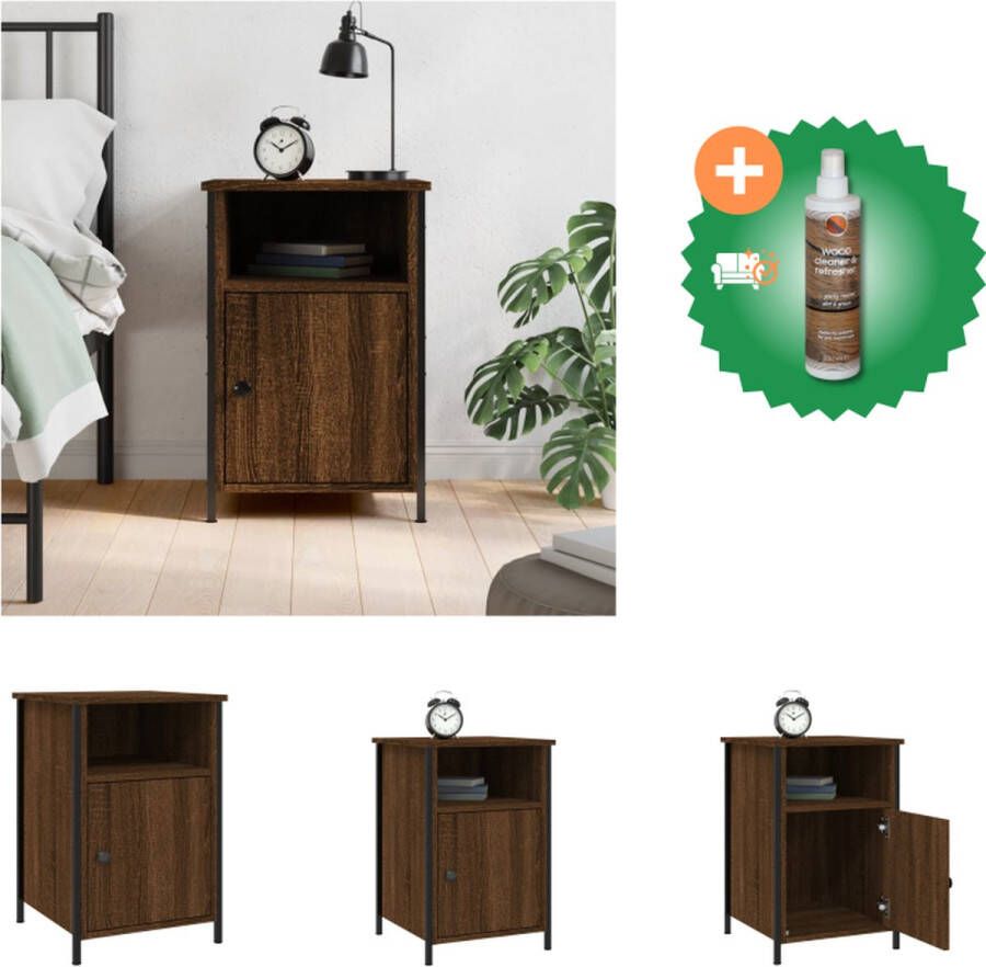 VidaXL Nachtkastje Bruineiken 40 x 42 x 60 cm Duurzaam bewerkt hout en ijzer Kast Inclusief Houtreiniger en verfrisser - Foto 2
