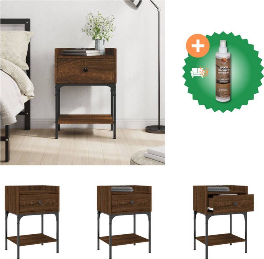 VidaXL Nachtkastje 40-5x31x60 cm bewerkt hout bruin eikenkleurig Kast Inclusief Houtreiniger en verfrisser