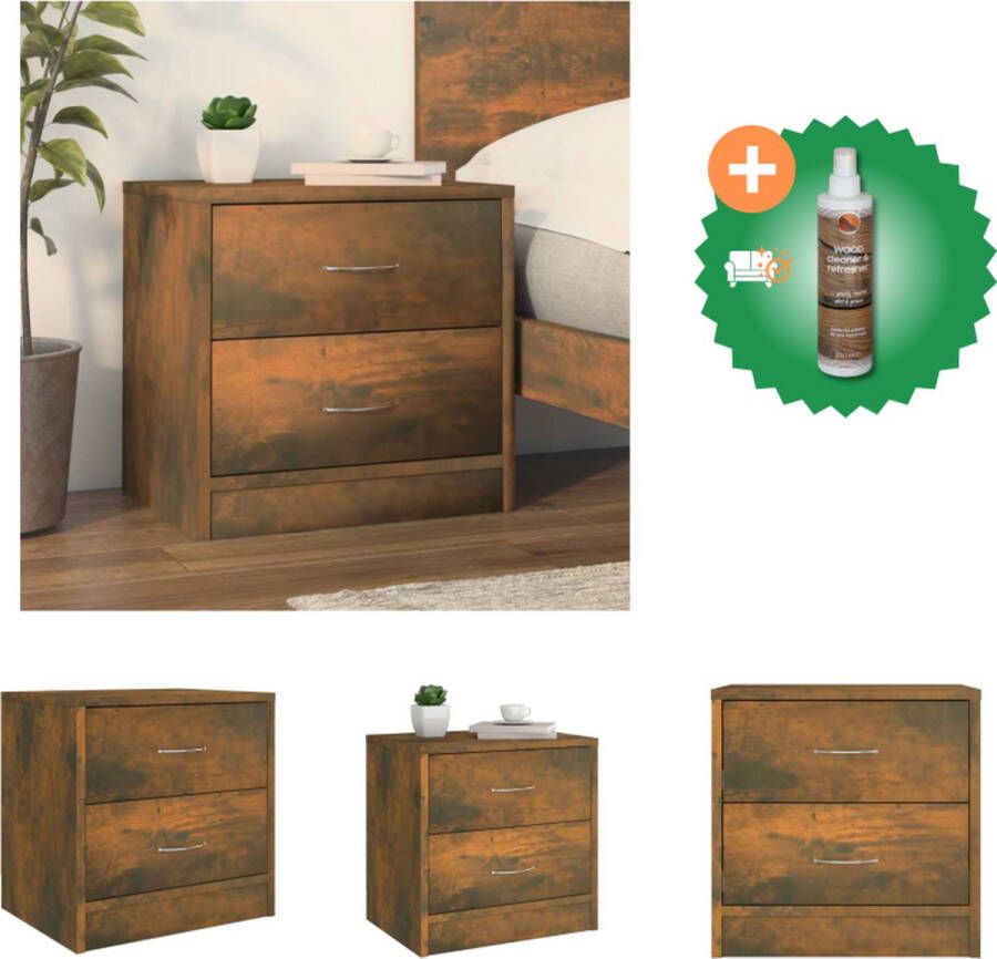 VidaXL Nachtkastje 40x30x40 cm bewerkt hout gerookt eikenkleurig Kast Inclusief Houtreiniger en verfrisser