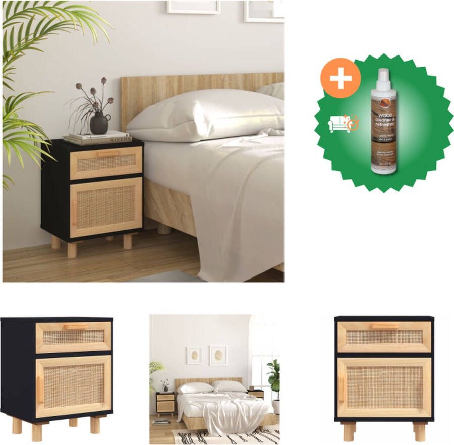 VidaXL Nachtkastje Scandinavisch 40 x 30 x 50 cm Zwart Met lade en vakken Kast Inclusief Houtreiniger en verfrisser