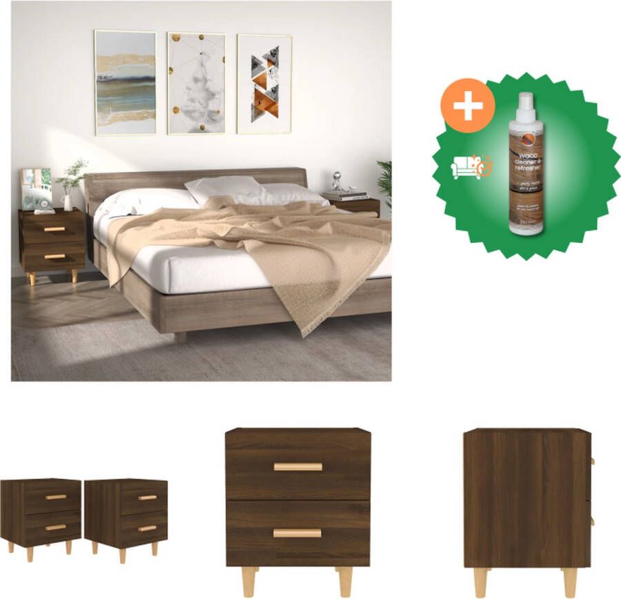 VidaXL Nachtkastjes Industriële Stijl Bruineiken 40x35x47.5 cm 2 stuks Kast Inclusief Houtreiniger en verfrisser - Foto 2