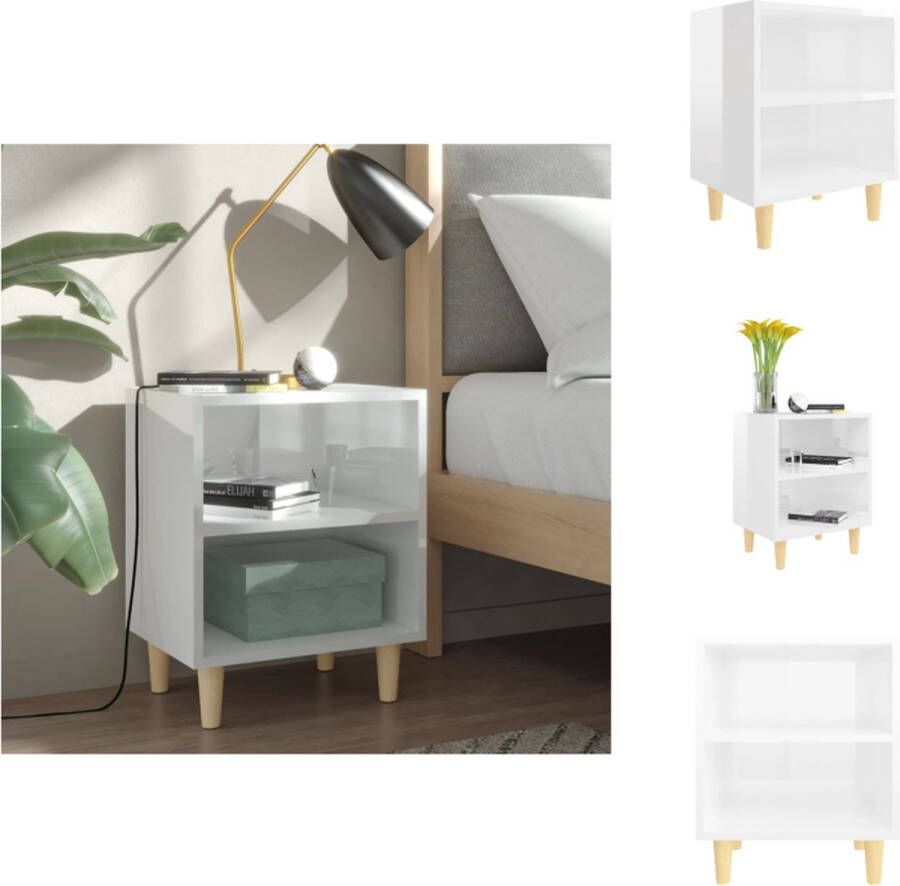 VidaXL Nachtkastje Scandinavisch Stijl 40 x 30 x 50 cm Hoogglans wit Kast