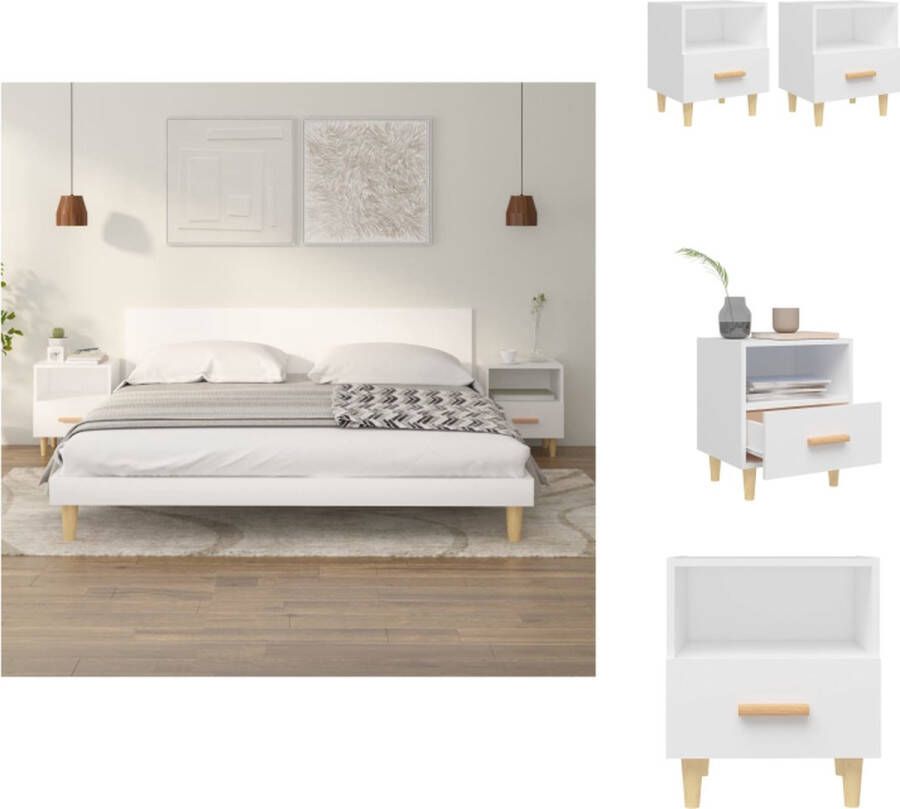 VidaXL Nachtkastje Nachtkastjes Houten Nachtkastje Telefoonkast Nachtkastjes 2 st 40x35x47 cm wit