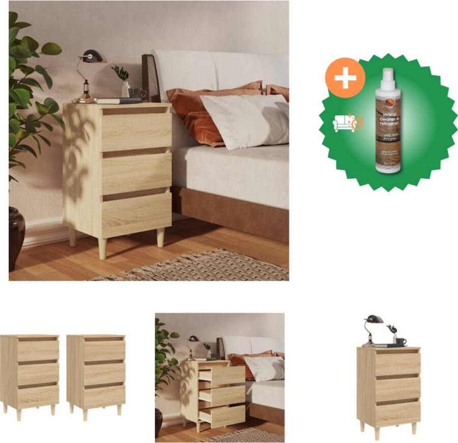 VidaXL Nachtkastje Scandinavische Charme Bedkastjes 40x35x69 cm Sonoma Eiken Kast Inclusief Houtreiniger en verfrisser
