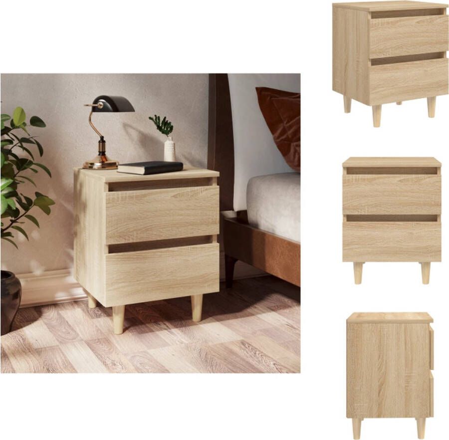 VidaXL Nachtkastje Nachtkastjes Kastje Kastjes Nachtkastje met houten poten 40x35x50 cm sonoma eikenkleurig