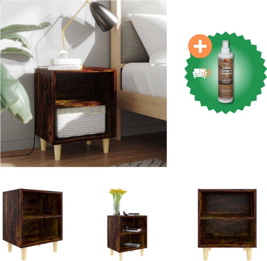 VidaXL Nachtkastje Scandinavische Stijl 40 x 30 x 50 cm Gerookt Eiken Kast Inclusief Houtreiniger en verfrisser